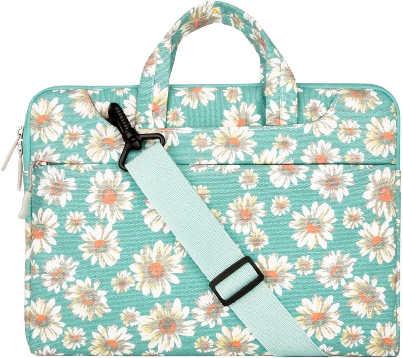 Mosiso Laptop Briefcase Shoulder Bag, Bohemian Style Canvas Carry Case Sleeve Bag Cover for 15-15.6 Inch Laptops / Notebook / MacBook Air / MacBook Pro / Pro Retina / Ultrabook, Golden Aster