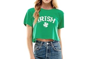 SODSHY Women's Saint Patrick's Day Shirt St. Patrick's Day Crop Top Irish Shirt Shamrock Graphic Short Sleeve Crop Top