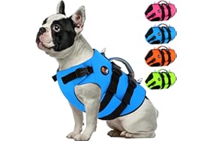 Dogcheer Dog Harness Life Jacket, High Buoyancy Neoprene Dog Life Vest for Swimming Boating, Adjustable Puppy Swim Vest Reflective Pet Float Vest for Small Medium Large Dogs - Blue, XS
