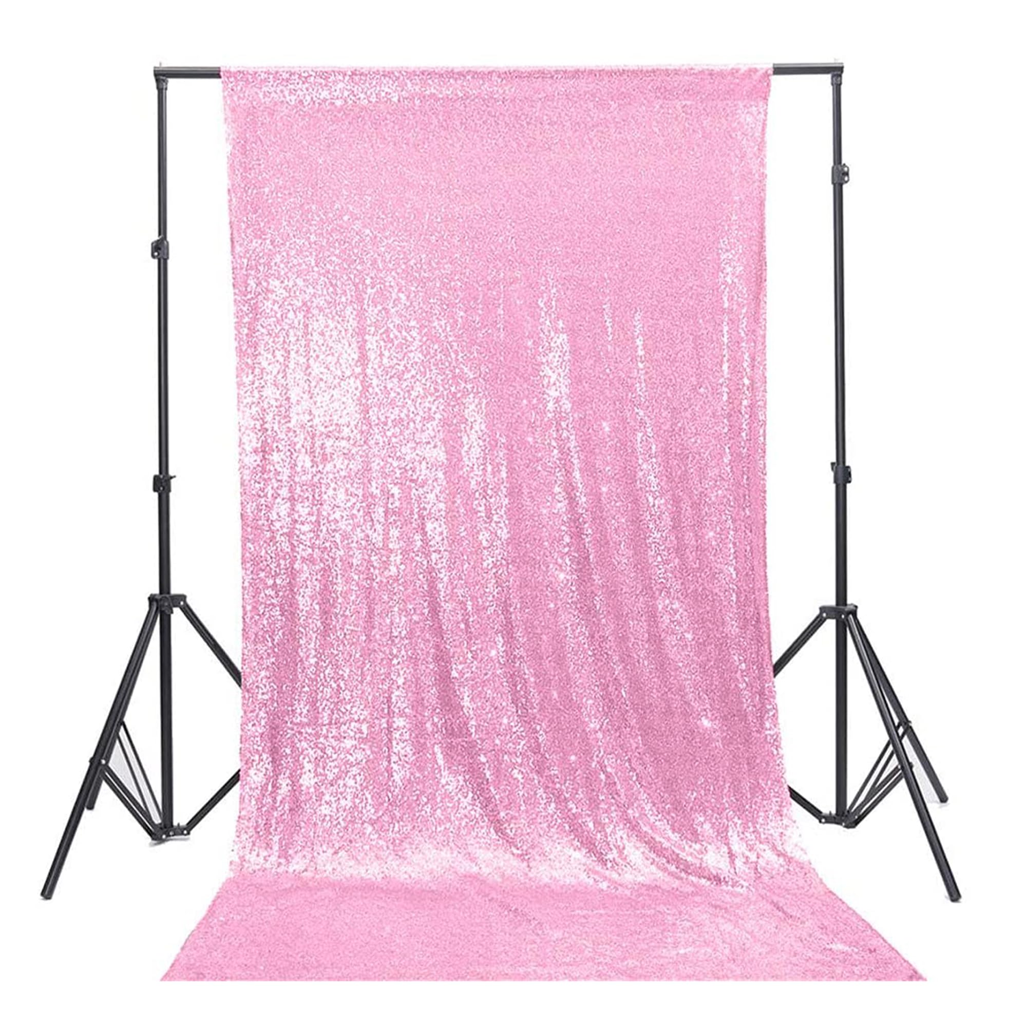 Trimming Shop Baby Pink Sequin Backdrop Curtain 4ft x 7ft Sparkling Glitter Backdrop High-Density Sequin Fabric, Photography Background for Weddings, Birthdays, Parties, Christmas & Event Decoration