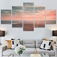 SIGNWIN 5 Panel Canvas Wall Art Modern Art Country Dramatic Global Landscape Multicolor Photography for Home Decorations Ready to Hang - 60