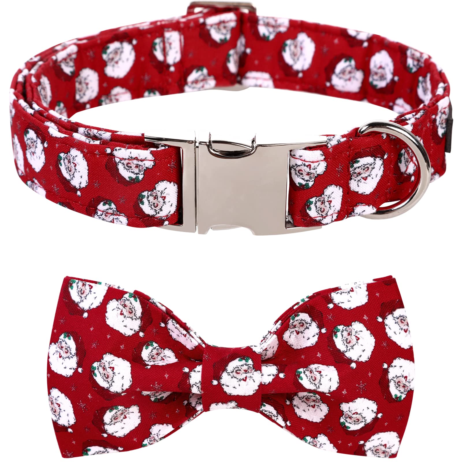 Lionet Paws Dog Collar with Bowtie, Christmas Bowtie for Dogs and Cats, Adjustable Comfortable Dog Collar Girl Boy，XXS, Neck 18-28cm