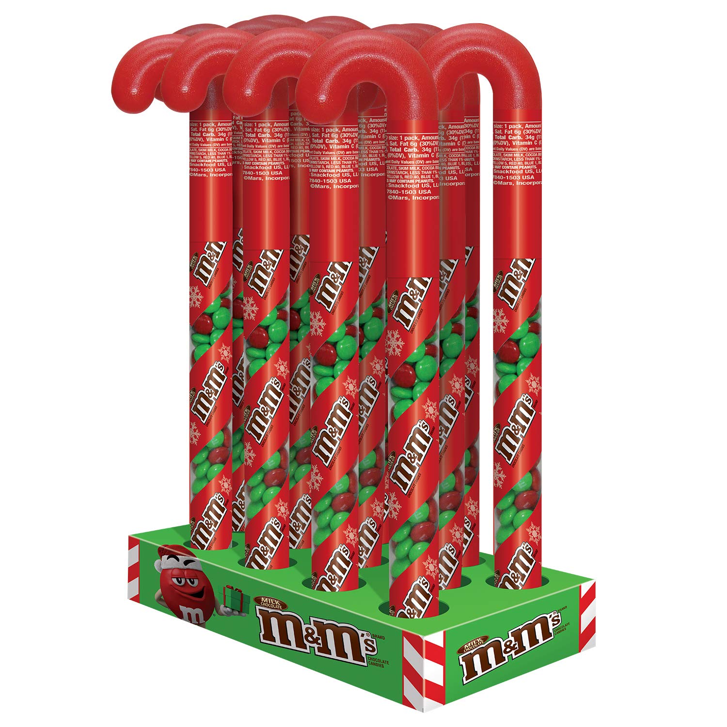 Amazon Com M M S Milk Chocolate Christmas Candy Canes Great For Stocking Stuffers Candy Gifts 3 Oz 12 Count Grocery Gourmet Food 2021 M&M Candy Cane Christmas Dispenser