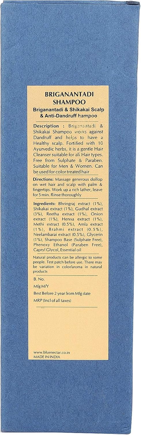 Blue Nectar Anti Dandruff Shampoo with Bhringraj (False Daisy), Shikakai (Soapnut) & Gooseberry (Amla) Oil for Hair Growth - Image 5