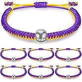 Ecation 6 Pcs Adjustable Basketball Bracelets Gifts Laker Rocket Basketball Woven Charm Bracelet Braided Rope Bracelet Friendship Bracelets Basketball Goodies for Basketball Players