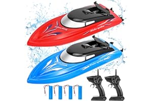 LIZHOUMIL 2Pack RC Boat,20+/10+MPH Remote Control Boats with LED Light for Kids and Adults,2.4G High Speed Remote Control Boats, Fast RC Boats for Pools and Lakes,4 Rechargeable Battery Pool Toys for Kids