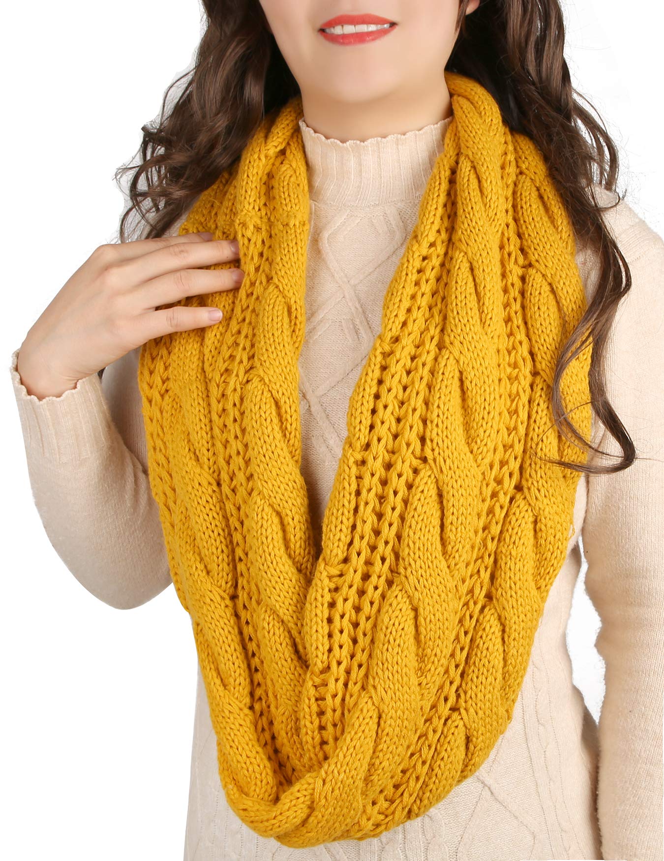 Women's Infinity Scarf Winter Warm Knit Circle Scarves, 1 Pack,(Mustard, Beige, Grey, Burgundy) Women's Infinity Scarf Winter Warm Knit Circle Scarves, 1 Pack,(Mustard, Beige, Grey, Burgundy)