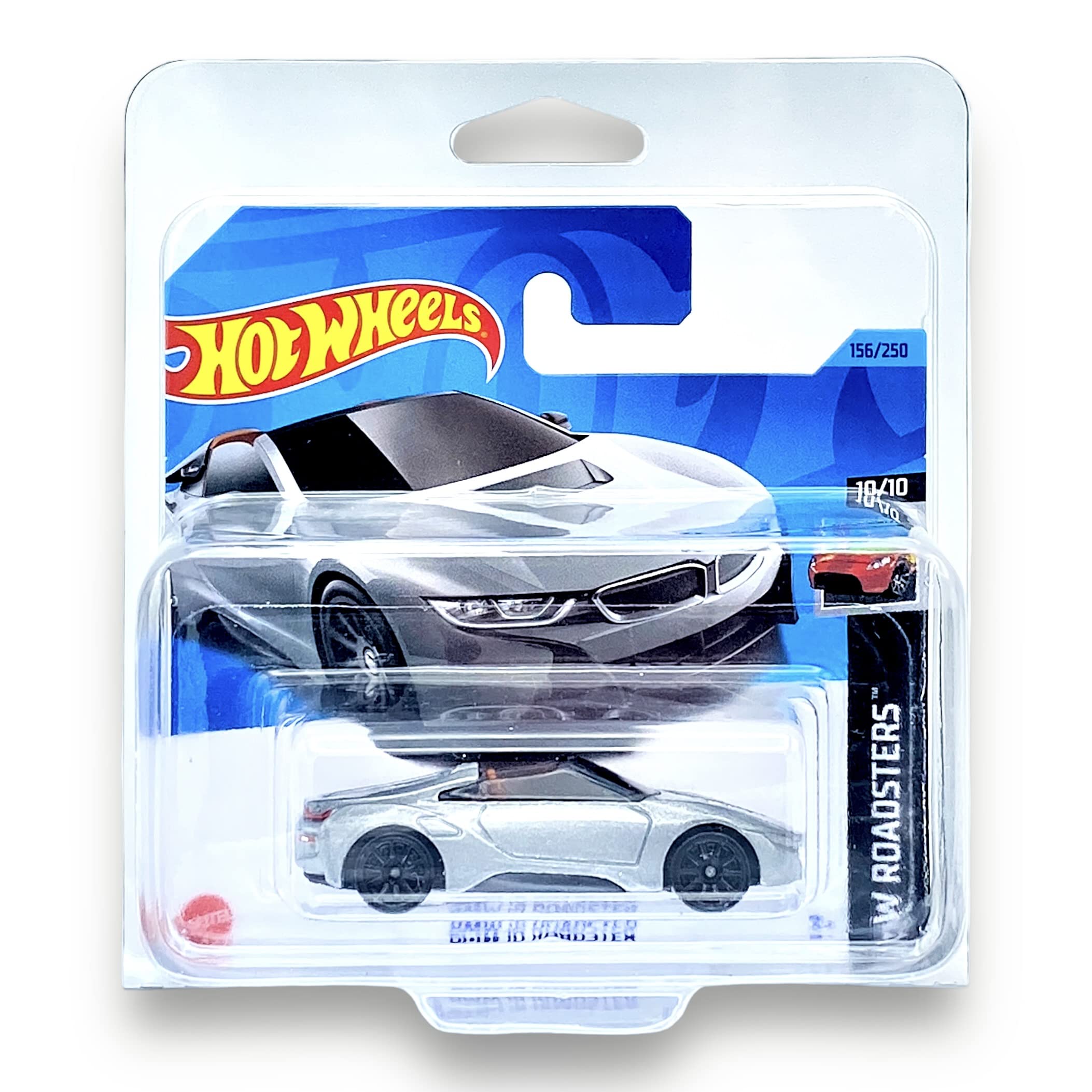 Hot Wheels BMW i8 Roadster (Silver) 10/10 HW Roadsters - 2023-156/250 (Short Card) - COMES IN A KLAS CAR KEEPER PROTECTIVE COLLECTORS CASE - HKH44