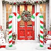 Simgoing 2 Pack 5ft Christmas Inflatable Candy Canes Outdoor Decorations, PVC Xmas Candy Canes Inflatable Column for Holiday Indoor Outdoor Holiday Yard Garden Lawn Decor (Green,Red)