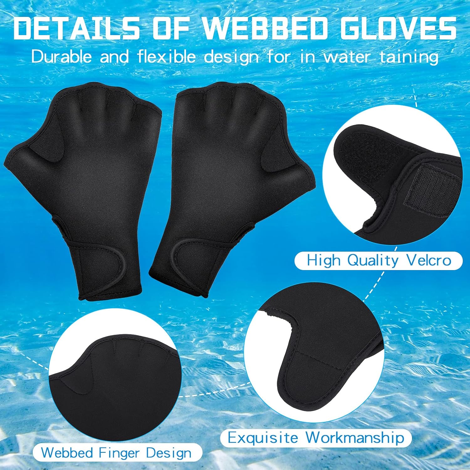 Skylety 5 Pieces Swimming Aquatic Gloves with Swim Earplugs and Swimming Nose Clip, Webbed Swim Training Gloves for Helping Upper Body Resistance, Swimming Accessories for Adults and Children : Sports & Outdoors