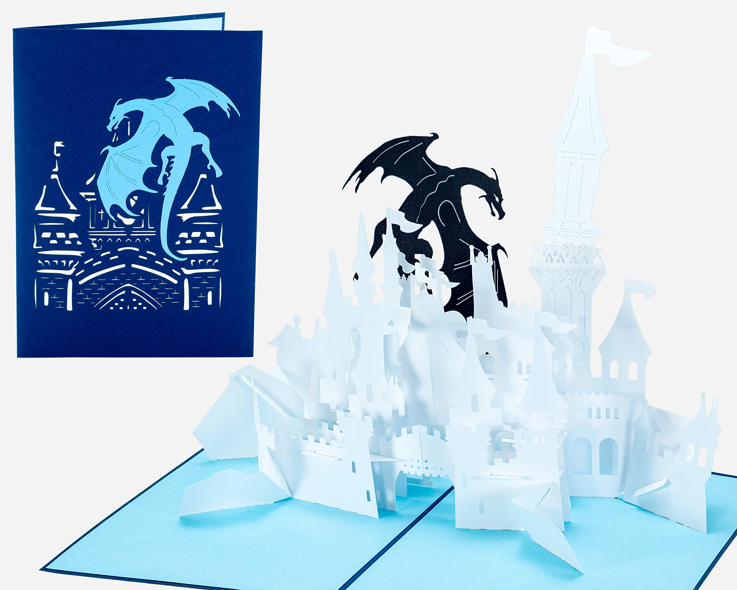 Dragon Castle - WOW 3D Pop Up Greeting Card - Amazing, Awesome Gifts for Friends, Family, Lovers - Suitable for All Ages, Adults, Kids - Hand Assembled, Fold Flat, Envelope Included