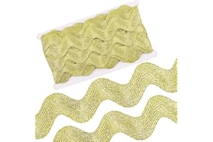 GORGECRAFT 1.58 Inch/40mm Metallic Gold Rick Rack 10 Yards Christmas RIC Rac Trim for Sewing Jumbo Rickrack Zig Zag Wave Bending Fringe Lace Trim Braided Fabric Edge Trimming for Crafts Gift Wrapping