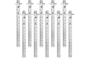 10 Pieces 6 Inch 15 cm Pocket Ruler Flexible Precision Stainless Steel Ruler with Detachable Clips Stainless Steel Pocket Cli