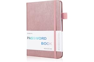 TIANKOOL Password Book with Alphabetical Tabs-Hardcover Password Keeper for Internet & Computer Login, Recording Addresses, Usernames, Passwords, Password Organizer Notebook for Home or Office, 5.1x7 in, Rose