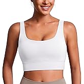 BAYDI Clouduxi Scoop Neck Sports Bras for Women - U Back Padded Workout Crop Top with Built in Bra Low Impact Yoga Bra