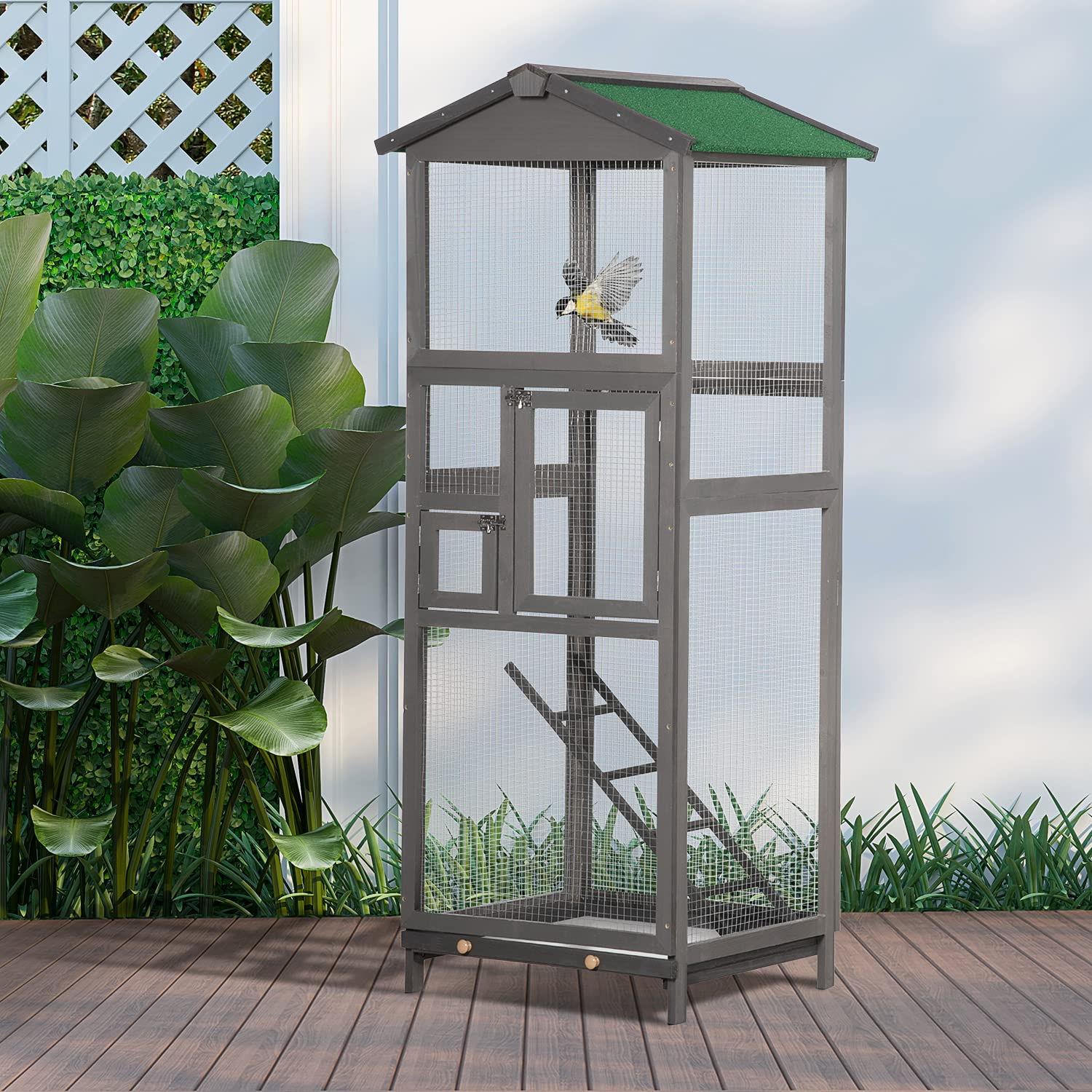 Fresh Look at Mua Pawhut 65 Wooden Bird Cage Outdoor Aviary House For