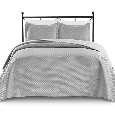 BASIC CHOICE 3-Piece Cotton Filled Diamond Quilt Bedspread Set