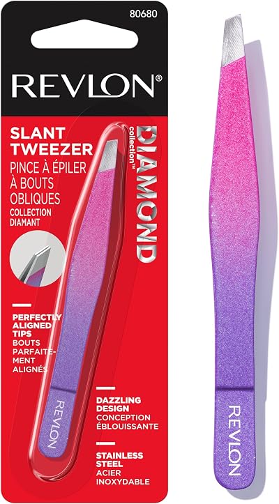Revlon Diamond Collection Tweezer Stainless Steel Slant Tip Precision Tweezing