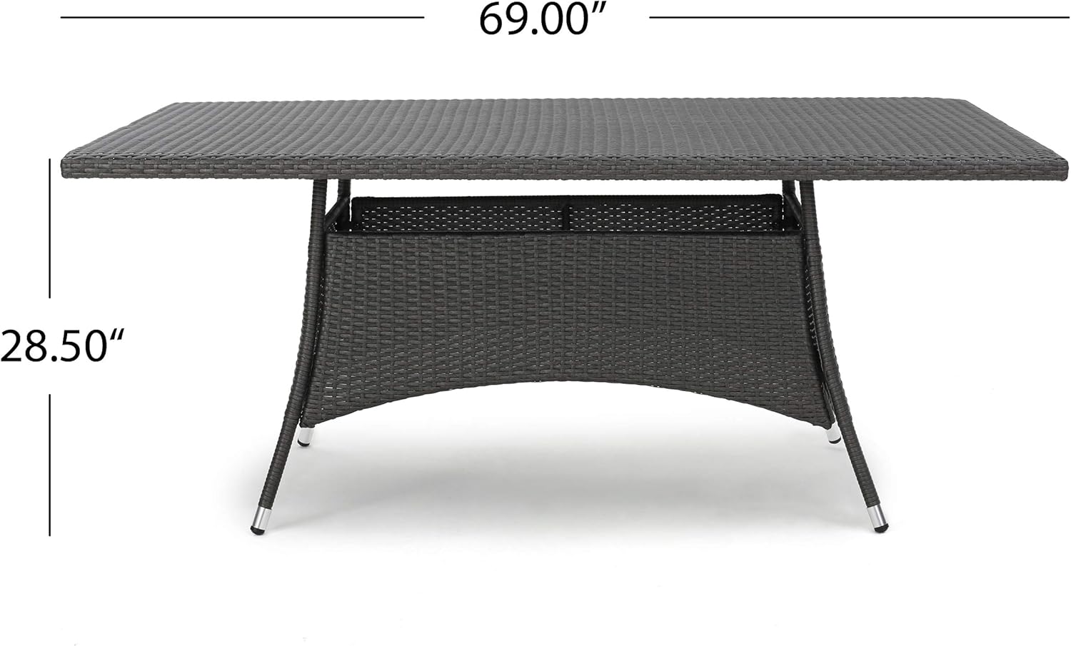 Christopher Knight Home Corsica Wicker Rectangular Dining Table, Grey : Garden & Outdoor