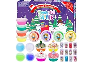 PANSHAN Fidget Advent Calendar 2023 Crystal Slime Christmas Countdown Calendar Toys Holiday Set 24 Days Xmas Surprise Gift Toys for Girls Boys Kids Ages 3 4 5 6 7 8 9+