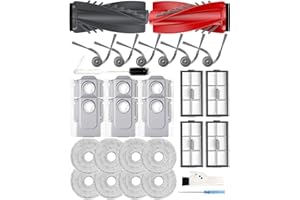 YIVY 29PCS Replacement Parts Kit for Roborock SAROS 10R/Qrevo CurvX/Qrevo Curv 2 Pro Robot Vacuum: 2 Roller Brushes, 6 Side Brushes, 4 Filters, 8 Mop Pads, 6 Dust Bags| OEM Compatible & Precision Fit