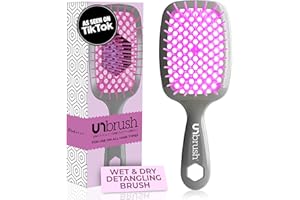 FHI Heat UNbrush Detangling Brush for Pain-Free Brushing on All Wet or Dry Hair Types — Durable DuoFlex Anti-Static Bristles, Lightweight Handle, Vented Hair Brush