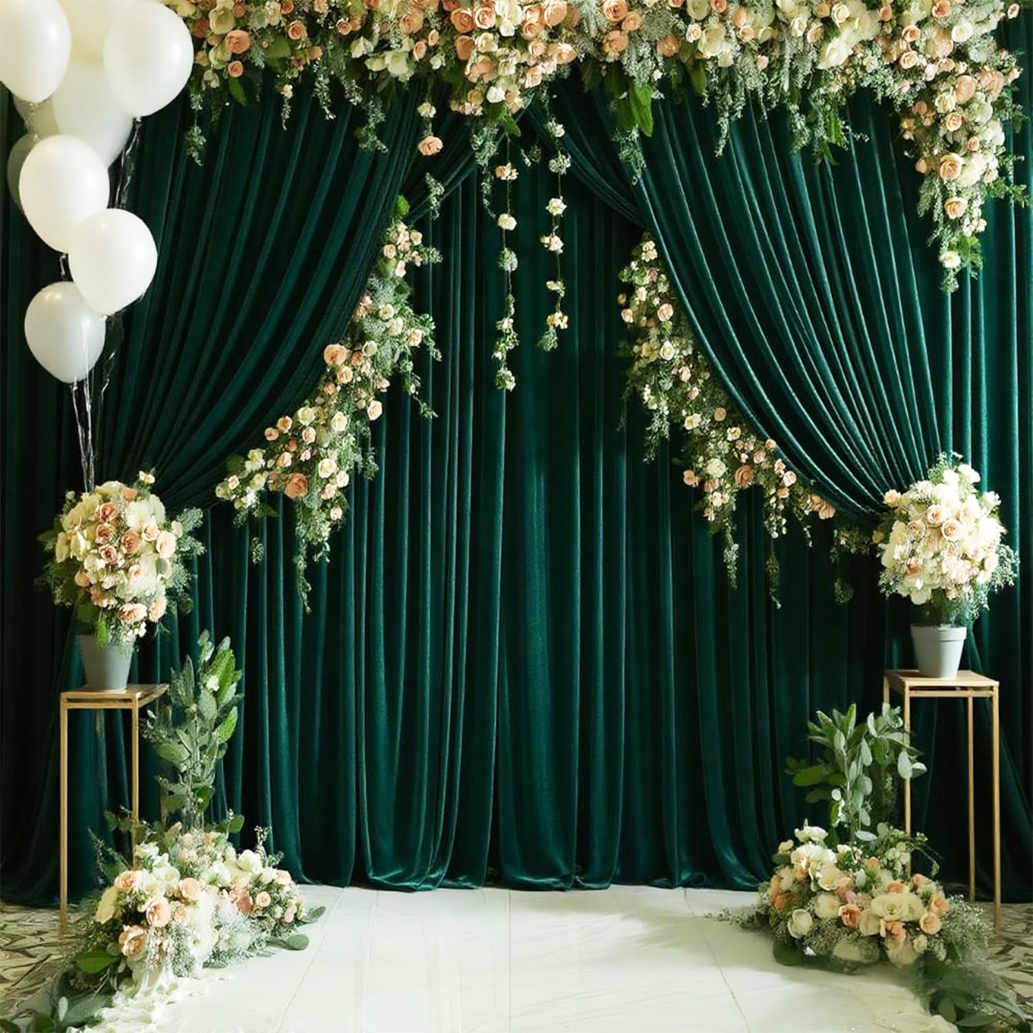 Photo 1 of 2 Panels 5ft X 10ft Hunter Green Backdrop Curtains for Party - WENSINL Polyester Wrinkle Free Curtain Drapes for Wedding Engagement Birthday Photobooth Backdrop Curtain Wall Decorations