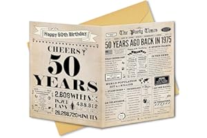 BGTCARDS 50th Birthday Card, 50th Birthday Gifts for Women Men, 50th Birthday Decorations for Him Her, Back in 1975 Birthday Card