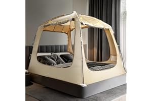 RIYDH Bed Tent Bed Canopy Breathable 100% for Adult and Kids Light Reduction Sleeping Dream Tents Indoor Portable Big Space with String Light 4 Doors Twin Full Queen King Size