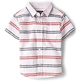 The Children's Place Boys and Toddler Poplin Short Sleeve Button Down Shirt