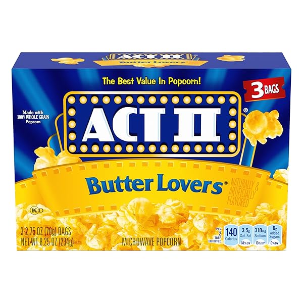 ACT II BUTTER LOVERS MICROWAVE POPCORN, 2.75 OZ.,...