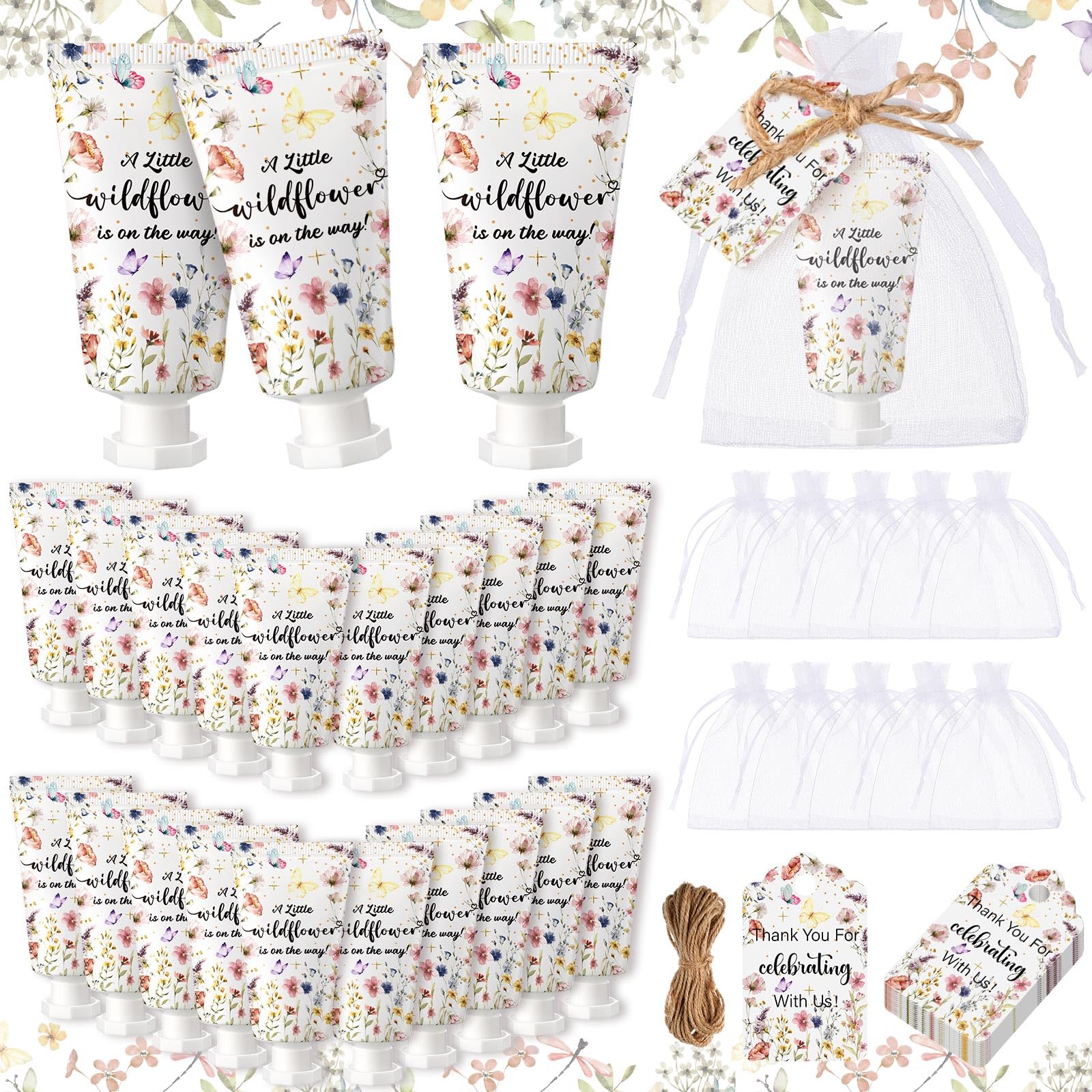 Photo 1 of Dansib 48 Sets Wildflower Baby Shower Hand Cream Gifts Baby Shower Hand Cream Party Favors for Guests Wildflower Gift Bulk Travel Size Lotion Set for Guest