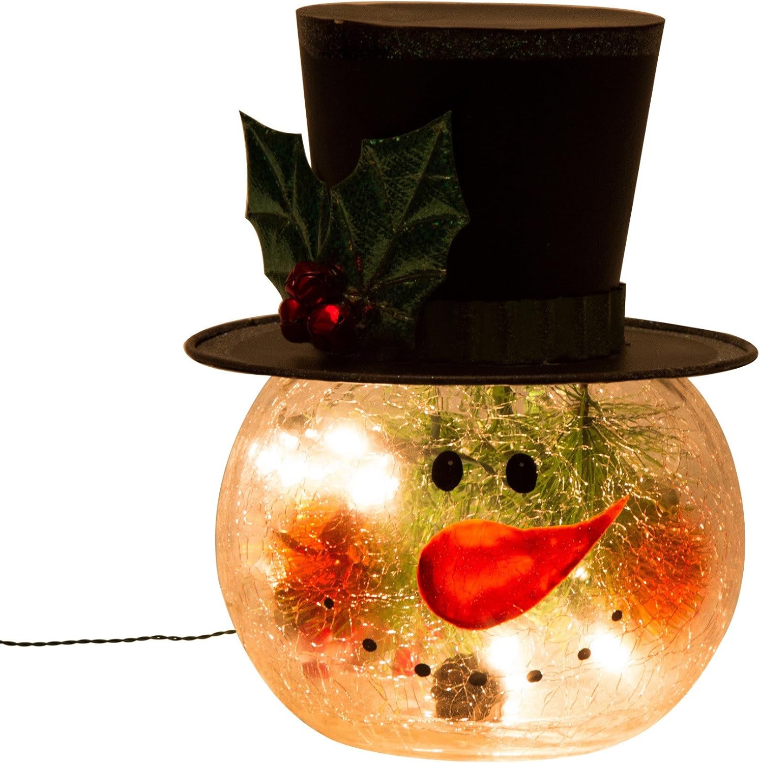 Glitzhome Lighted Crackle Glass Snowman for Home Decor Amazon.ca Home
