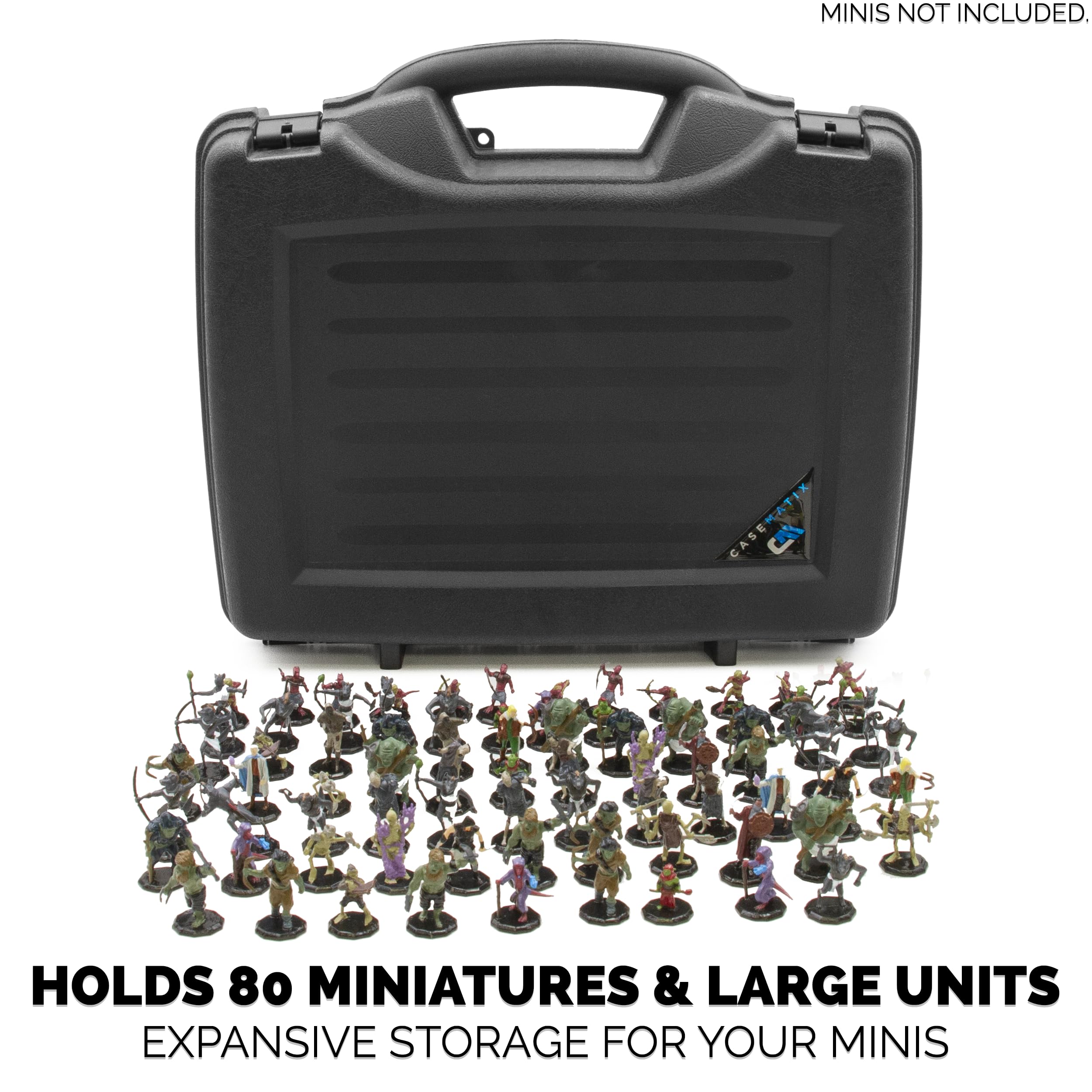 CASEMATIX Hard Shell Miniature Carrying Case - 80 Slot Figurine Miniature Storage Case with Customizable Foam Layer for Large Miniatures Compatible with Warhammer 40k, DnD & More!
