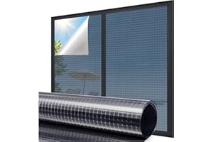 Coavas One Way Privacy Window Film Reflective Window Tint for Home,Static Cling Mirror Heat Blocking Covering See Out Not in,Anti-Uv House Daytime Privacy, Blue-Silver,17.5x78.7 in