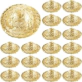 Chalyna 24 Pieces Mini Straw Hats for Crafts 2.1 Inch Mini Sombrero Tiny Dollhouse Miniature Straw Hats for Dolls Small Cowboy DIY Decorations Jewelry Accessories(24 Pieces)