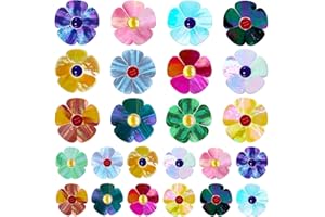 LITMIND 24 Pcs Stained Glass Flower Mosaic Tiles – 12 Iridescent Colors, Large & Small Petal Pieces – DIY Mosaic Supplies for Crafts & Art Projects