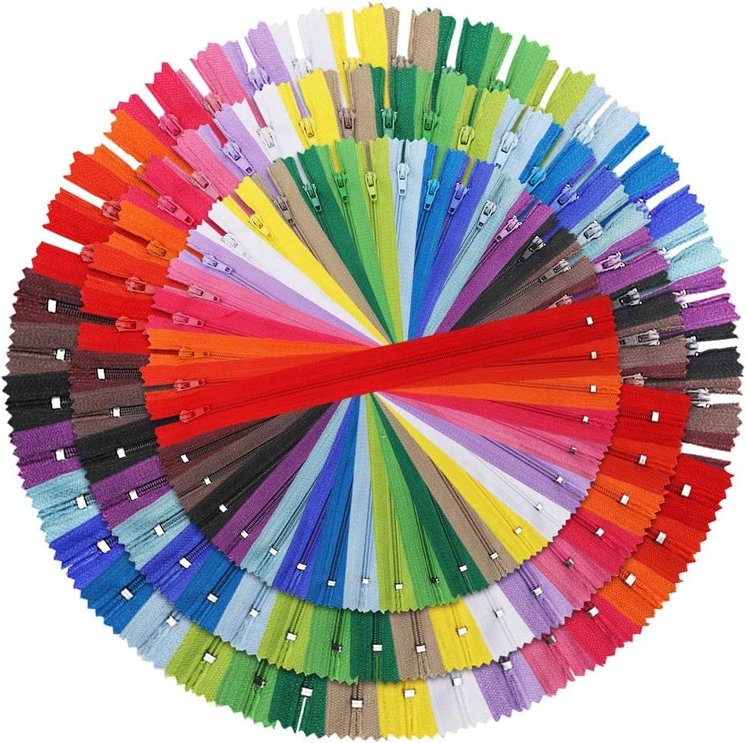 Outuxed Zippers 120pcs 9 Inches 14 Inches 18 Inches Mixed Nylon Coil Zippers Colorful Sewing Zippers for Tailor Sewing Crafts, 20 Assorted Colors