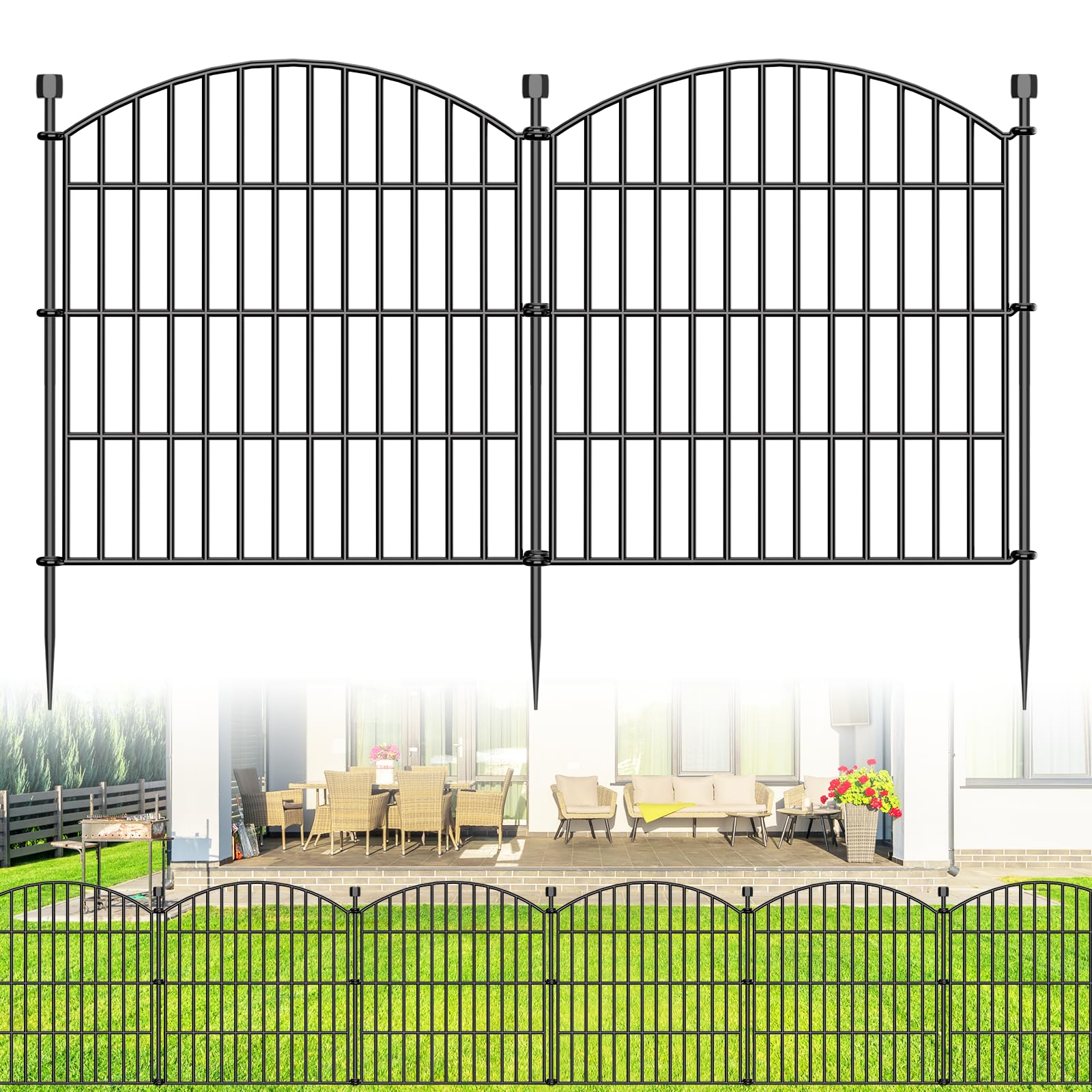 Photo 1 of 10 Panels No Dig Decorative Garden Fence Animal Barrier - 24 in (H) x 20 ft (L) - Dog Fence Outdoor for Yard, Rabbits and Small Pets - Tall Rustproof Metal Wire Fencing Border for Garden and Patio