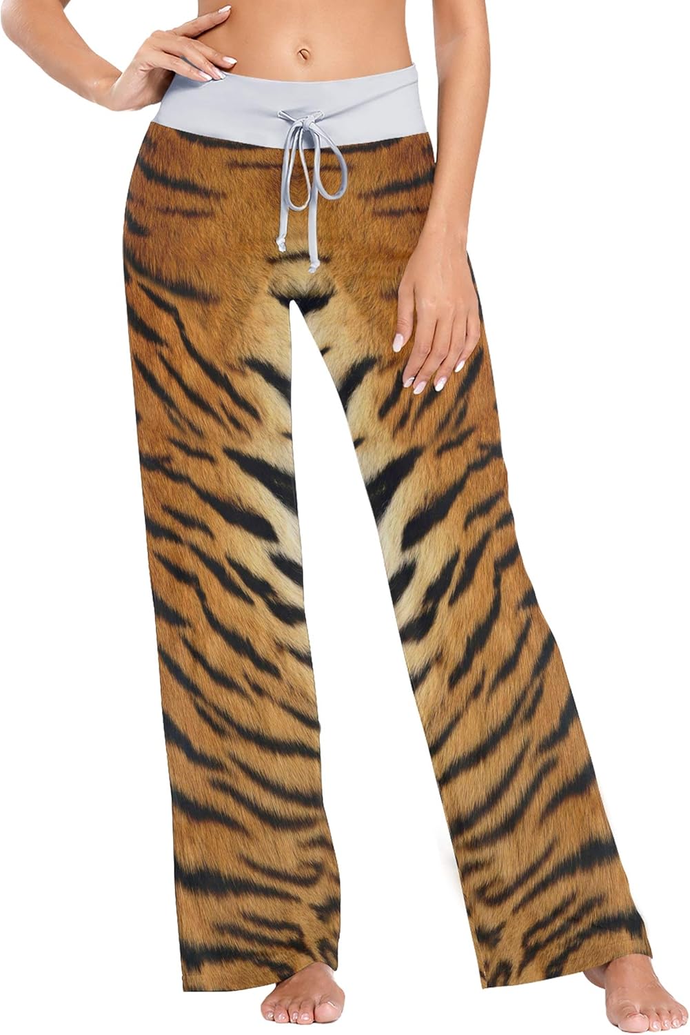 ALAZA Animal Tiger Print Fur Women's Pajama Lounge Pants Casual Stretch