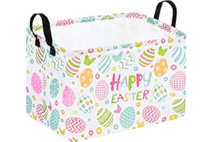 DUYIY Easter Gift Basket Eggs Storage Basket Kids Toys Storage Basket Organizer Box Clothes Laundry Hamper Bunny Nursery Basket with Handles