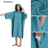 Winthome Changing Bath Robe Surf Poncho Towel Hooded Ocean Blue M view 5
