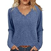 JomeDesign Womens Sweaters Casual Long Sleeve V Neck Lightweight Tunic Pullover Sweater Tops