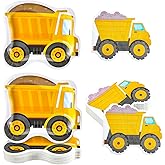 Yungyan 100 Pcs Construction Plates and Napkins Party Supplies Construction Birthday Party Decorations Disposable Paper Plates and Napkins Tableware Set for Birthday Baby Shower Supplies