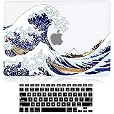 iDonzon Case for MacBook Air 13 inch (A1466/A1369, 2010-2017 Release), 3D Effect Matte Clear See Through Hard Cover & Keyboard Cover Only Compatible Older Version Mac Air 13.3 inch, Great Wave