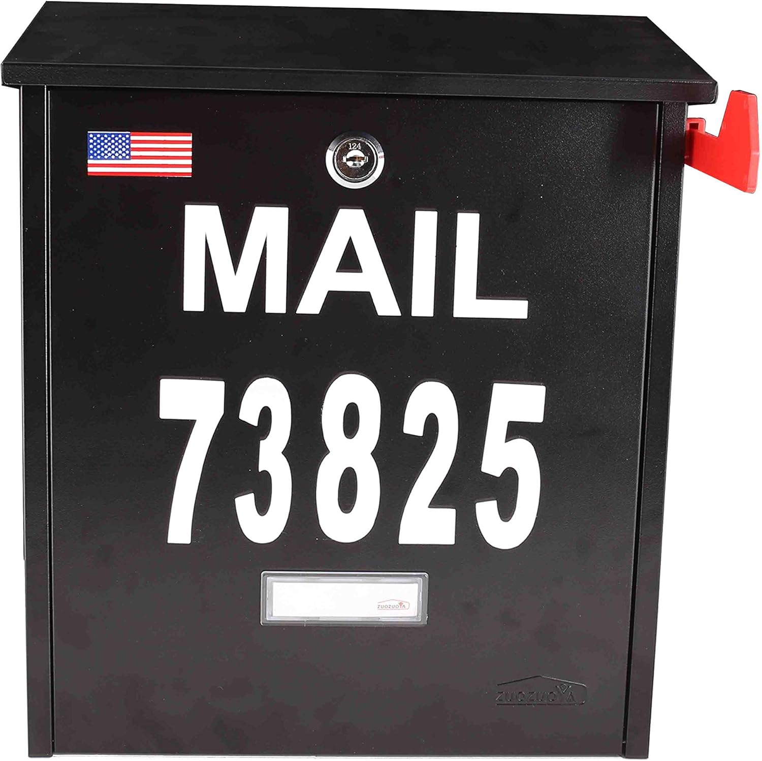 Wall Mount Locking Mailbox Black Large Capacity Security Mailbox