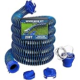 DUMPMAN RV Sewer Hose 20 Ft, Sewer Hose for RV Camper, RV Sewer Hose Kit with Swivel Fitting - Includes 90 Degree Clear View 