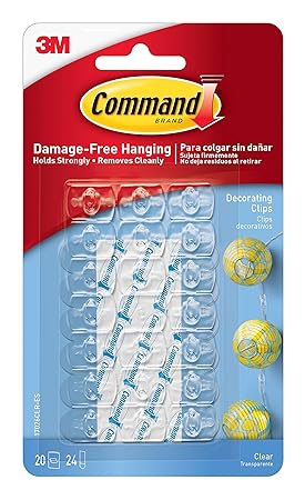 Command - 17026CLR Decorating & Organizing Clips (Clear,20 Clips and 24 Mini Strips)