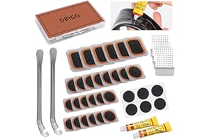 DBIGQ 40PCS Bike Tire Repair Kit Vulcanizing Patches Metal Rasp Bicycle Inner Flat Tube Patch Kit for Mountain MTB Motorcycle BMX Road Cyclingwith Portable Storage Box
