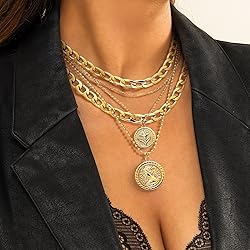 Gold Layered Necklaces for Women Chunky Choker Link